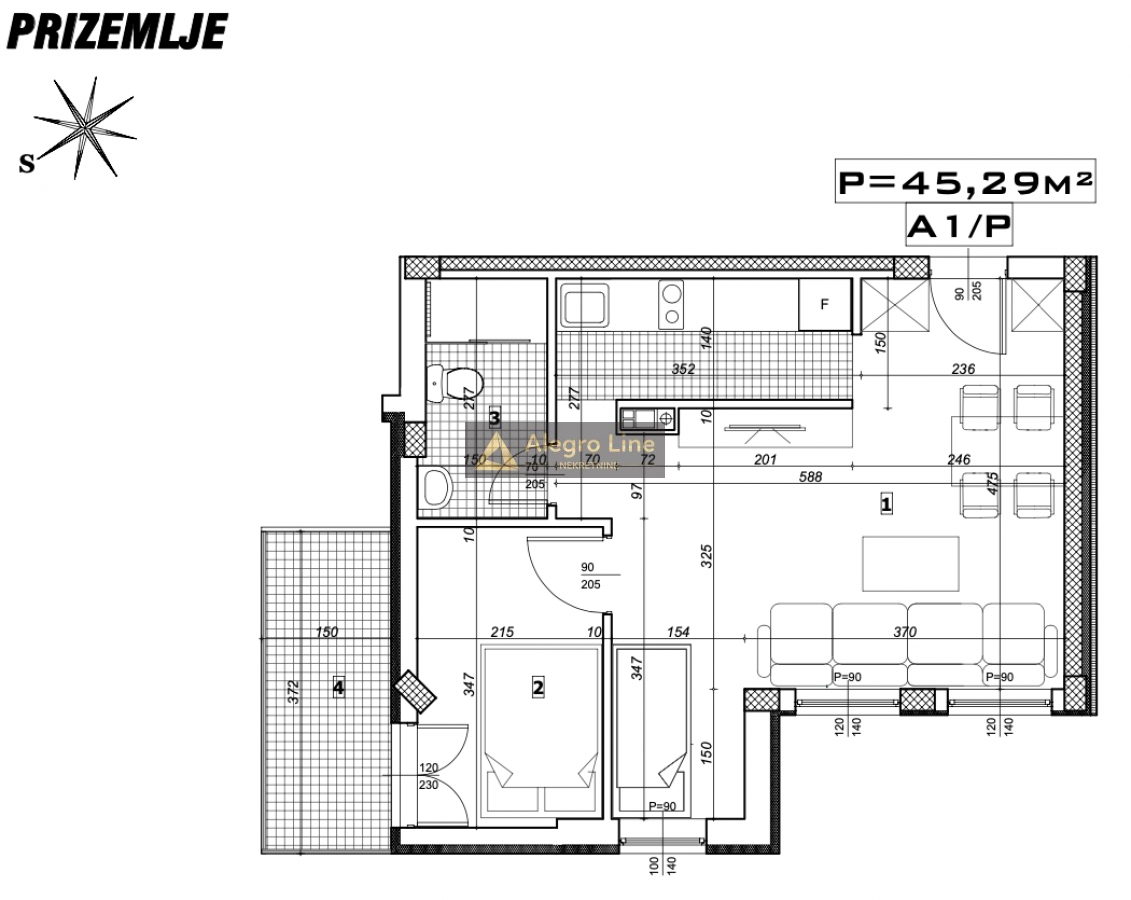 Ekskluzivna prodaja stana u apartmanskom kompleksu Novi Kopaonik, zgrada Aurora 45. 29 PR A1