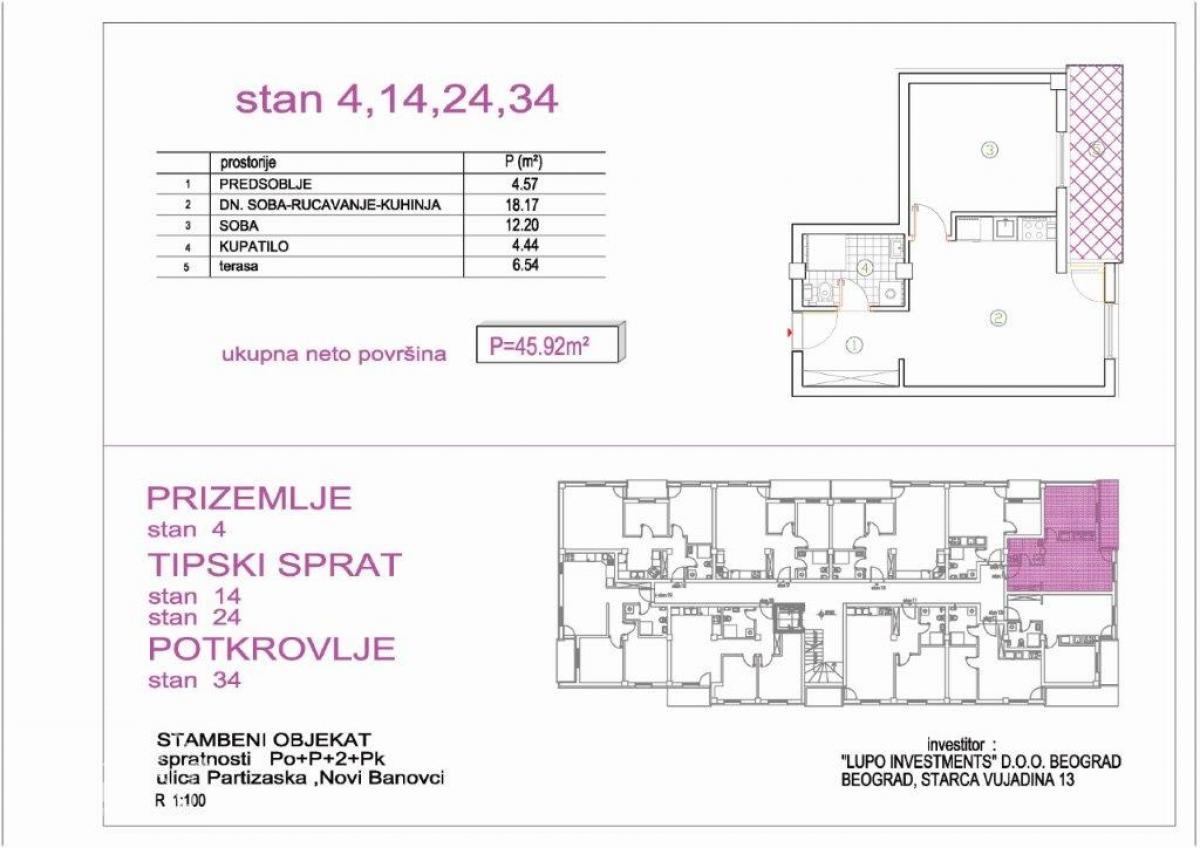 Dvosoban stan u novogradnji u Novim Banovcima, 46m2