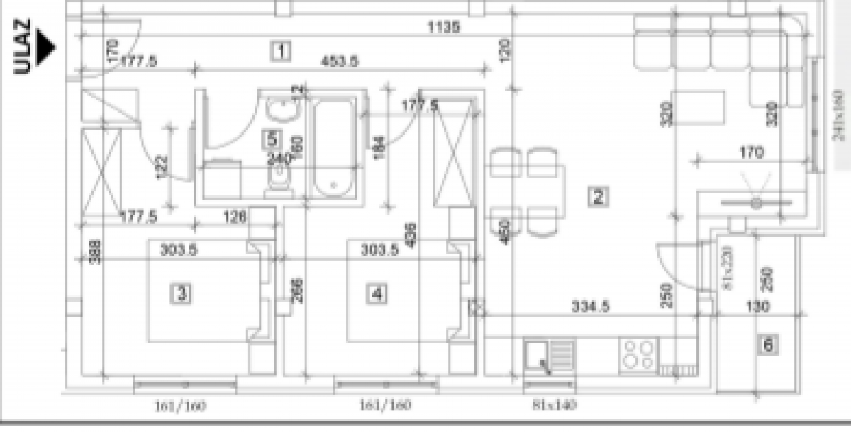 ADICE, 59 m2, Trosoban sa pdv