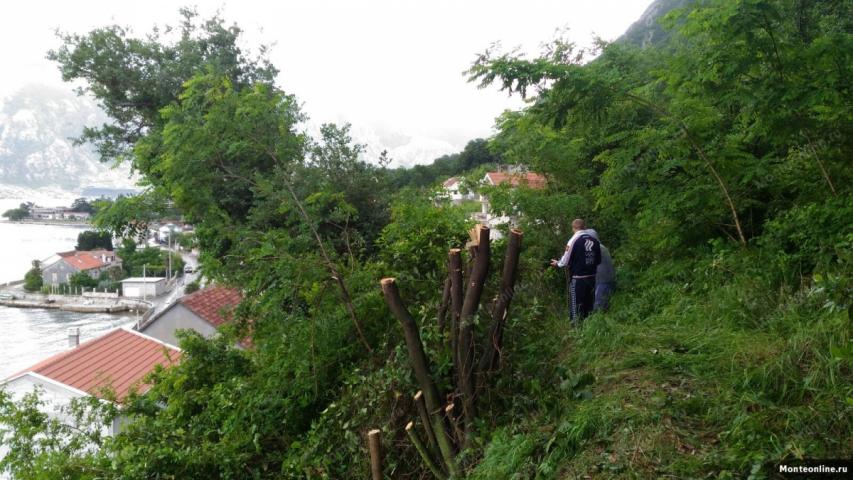 Parcela na prvom redu do mora u selu. Stoliv