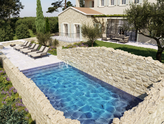 Novigrad - surroundings, authentic stone villa with swimming pool of modern architecture