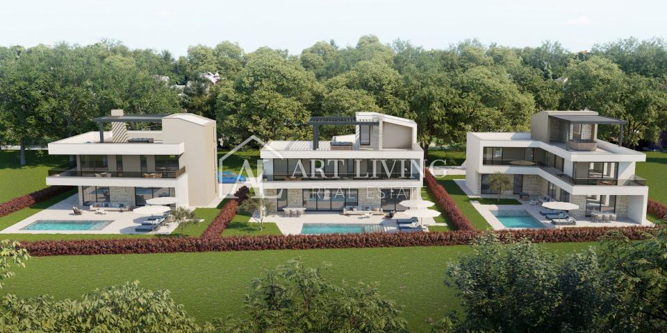 Poreč-surroundings, luxury villa with pool in a new building 2.7 km from the sea