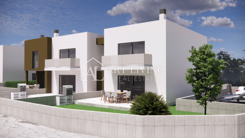 Poreč-surroundings, modern apartment on the ground floor 72 m2 with a garden in a new building