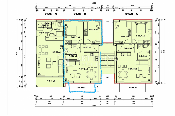 Poreč-surroundings, modern apartment on the ground floor 72 m2 with a garden in a new building