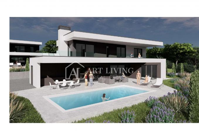 Umag-surroundings, Attractive building plot 927 m2 with Project and sea view