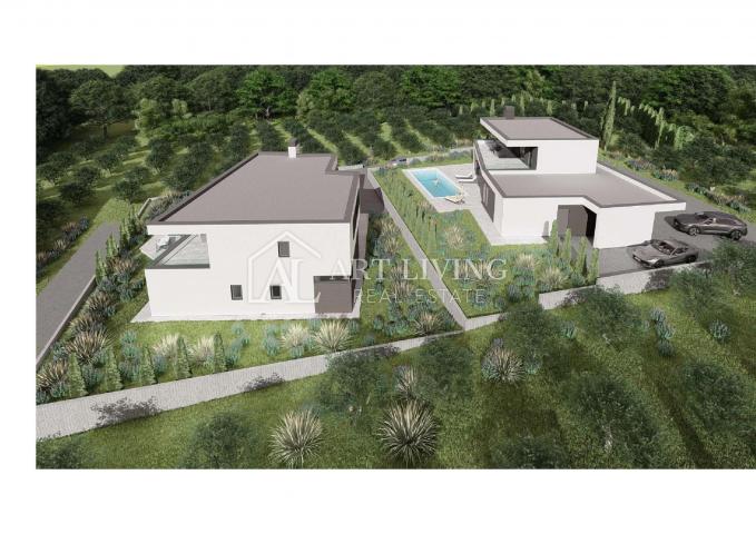 Umag-surroundings, Attractive building plot 927 m2 with Project and sea view