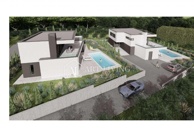 Umag-surroundings, Attractive building plot 927 m2 with Project and sea view