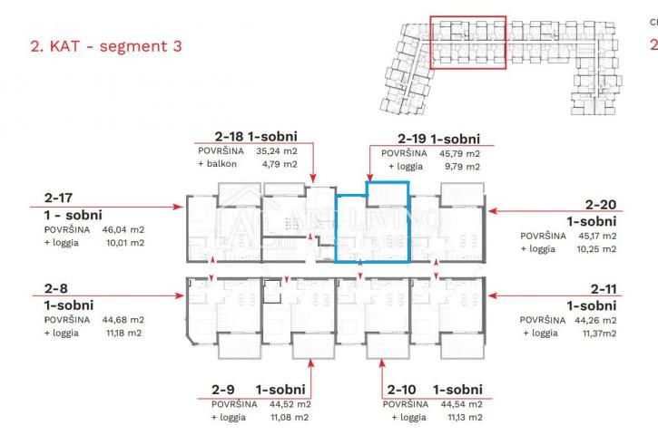 Istria, Umag - one-room apartment on the second floor in a new building