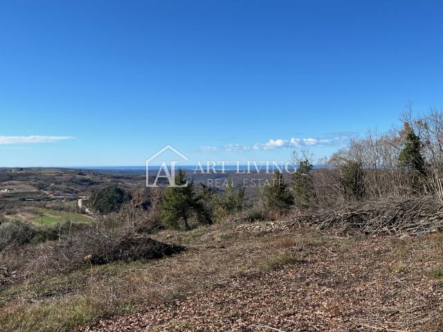 ISTRA, GROŽNJAN, okolica - prelijepo građevinsko zemljište s otvorenim panoramskim pogledom na more