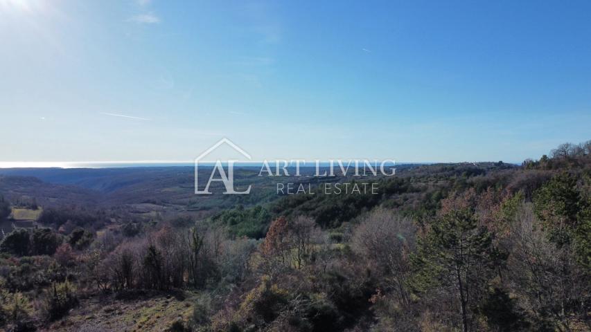 ISTRA, GROŽNJAN, okolica - prelijepo građevinsko zemljište s otvorenim panoramskim pogledom na more