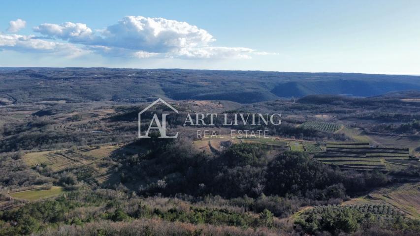 ISTRA, GROŽNJAN, okolica - prelijepo građevinsko zemljište s otvorenim panoramskim pogledom na more