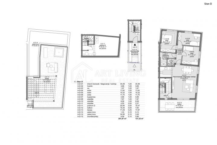 Istrien, Poreč, Modern-Penthouse mit Dachterrasse und Meerblick