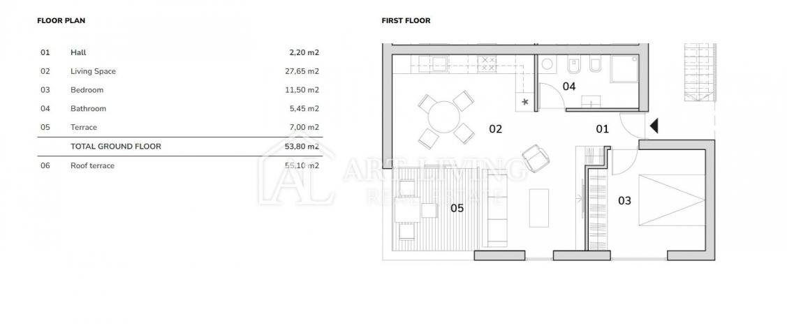 ISTRIEN, NOVIGRAD - UMGEBUNG - Moderne und attraktive Wohnung mit Dachterrasse, nur 300 m vom Meer e