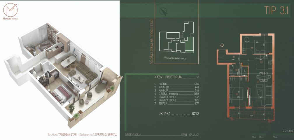 Stan na prodaju, 67, 12 m2 Kragujevac, centar -PRODAJA STANOVA SVIH KVADRATURA