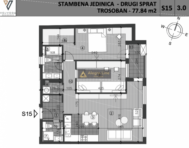 Trosoban  stan u kompleksu Vojvoda Residence