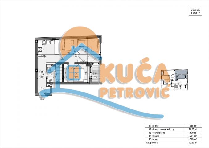 Luksuzna novogradnja u centru, dvosoban stan, prvi sprat, Cg sa kalorimetrima, pdv