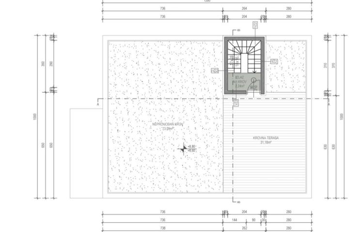 Zadar, Vir – Dvoetažni apartman B3 površine 74, 8 m2 s krovnom terasom površine 31 m2