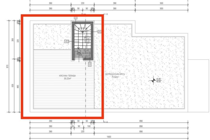 Zadar, Vir – Dvoetažni apartman C2 površine 81, 07 m2 s pripadajućom krovnom terasom površine 30 m2 