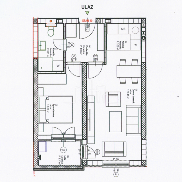 Wohnung 44,33 m2 mit einem Schlafzimmer Dobrinja 4 im Bau zu verkaufen