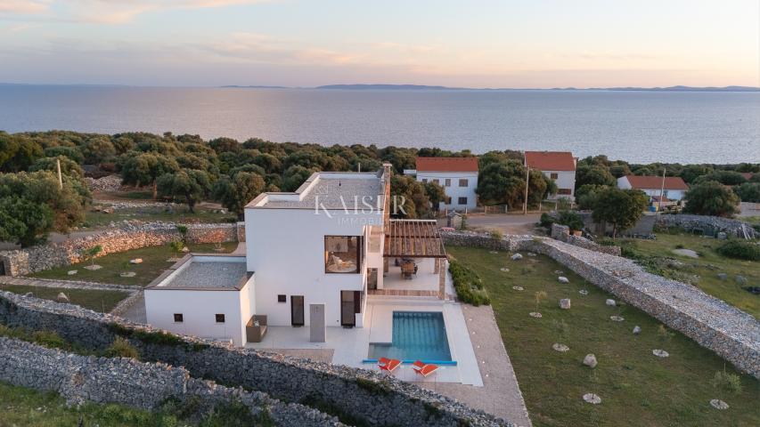 Insel Pag, mediterrane moderne villa mit Meerblick