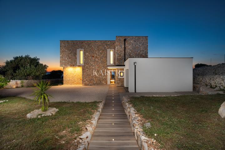 Insel Pag, mediterrane moderne villa mit Meerblick