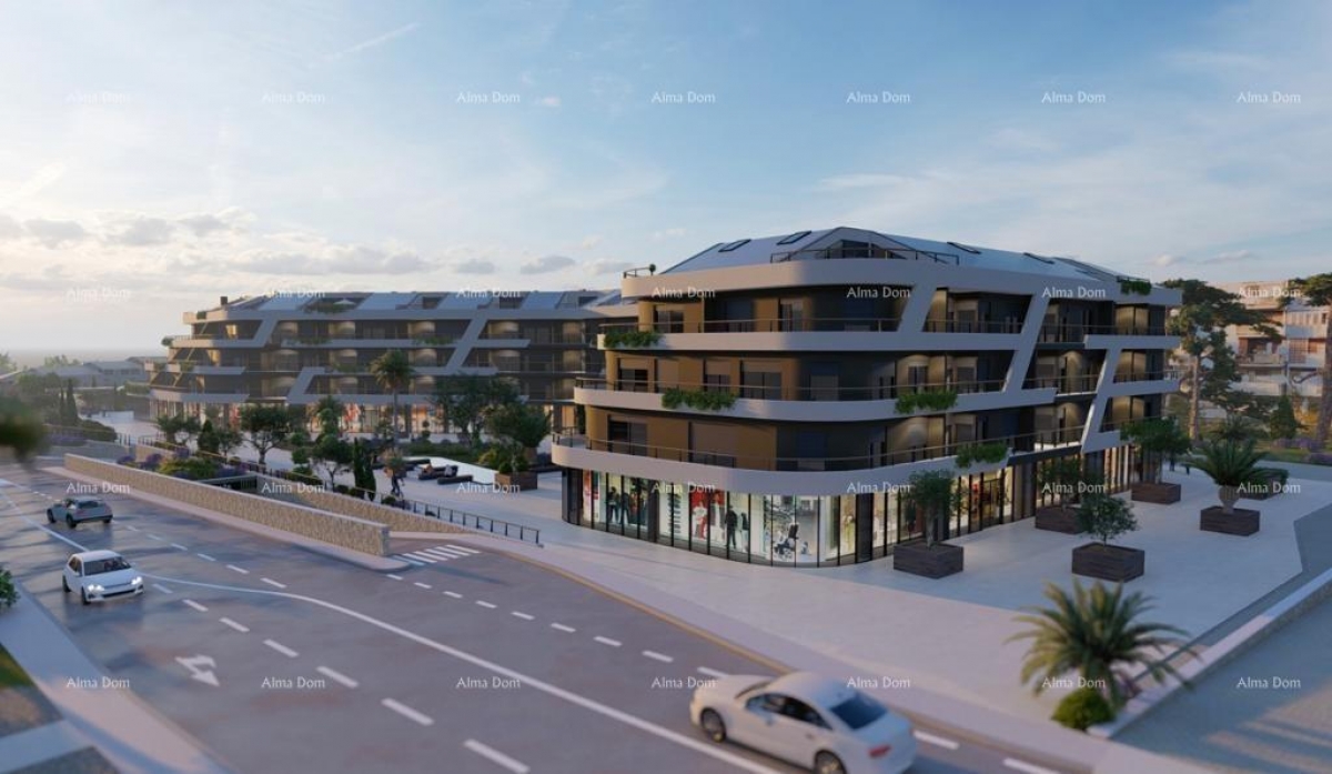 Apartment Poreč, residential and commercial building under construction with apartments and undergro