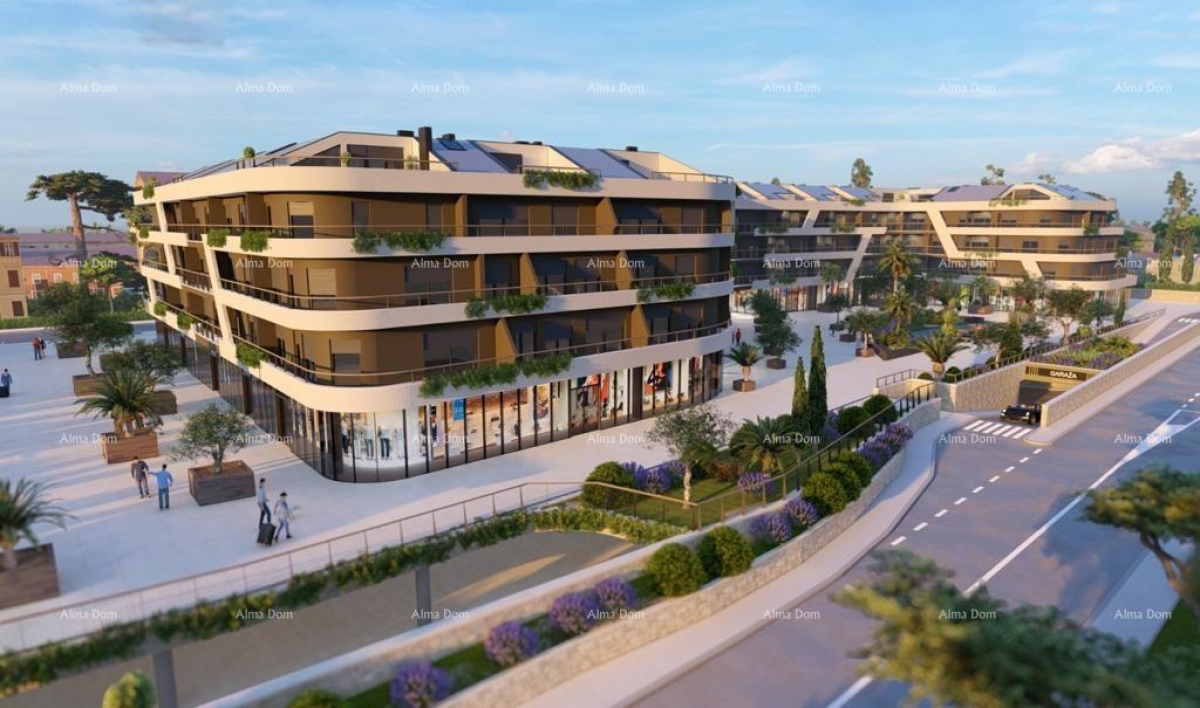 Apartment Poreč, residential and commercial building under construction with apartments and undergro