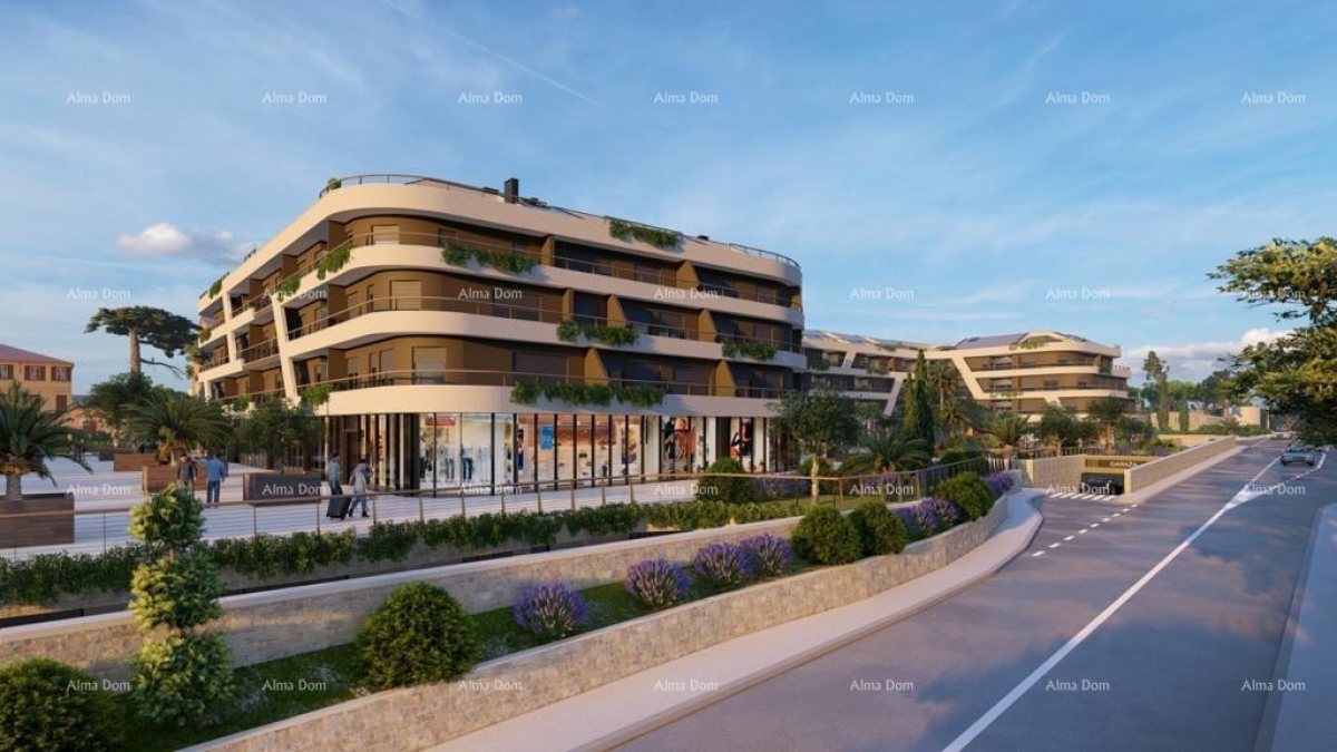 Apartment Poreč, residential and commercial building under construction with apartments and undergro