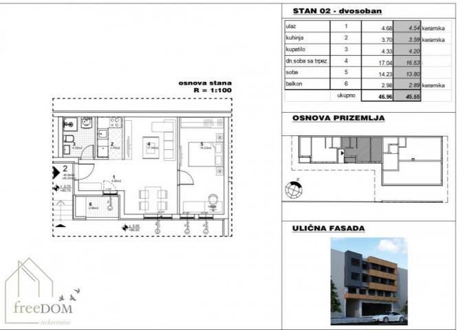 Dvosoban stan 47m2 u izgradnji - kvalitetna zgrada, pouzdan investitor