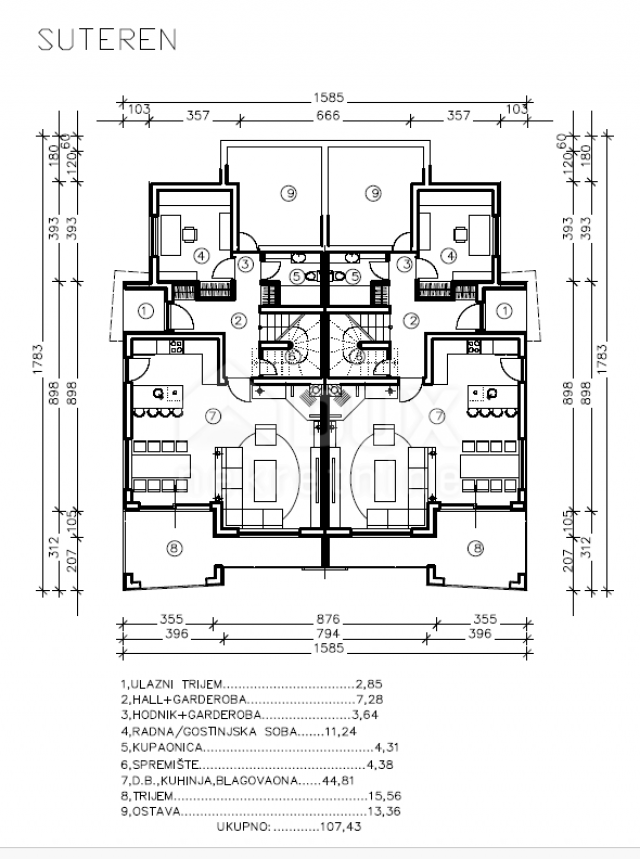 RIJEKA, KOSTRENA – exklusive Doppelhaus-Villa mit Infinity-Pool, Garage, Garten, Panoramablick auf d