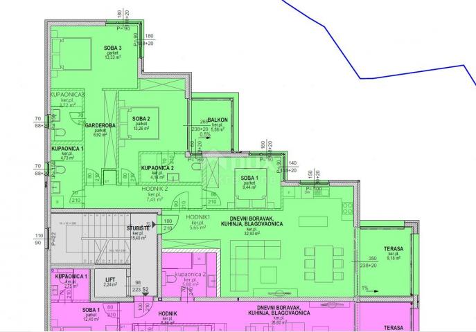 OPATIJA, ZENTRUM – 3-Zimmer-Wohnung 140 m2 in einem neuen Gebäude im Zentrum von Opatija, Garage, Te