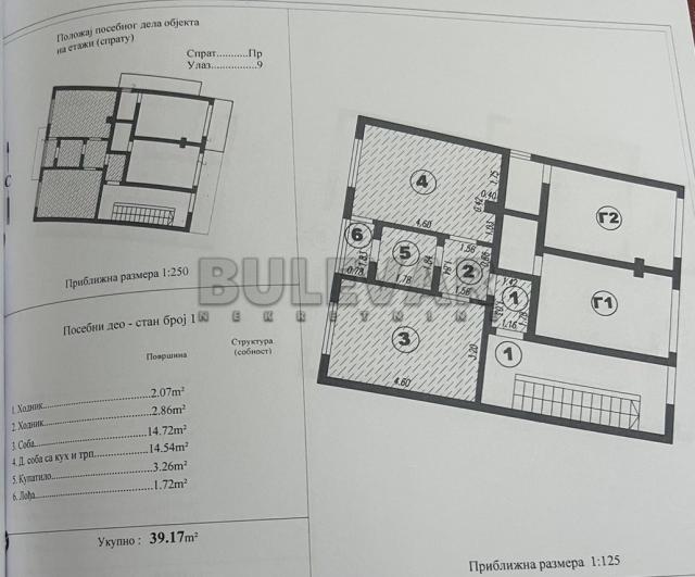 Nov dvosoban  stan, prizemlje  i  deo  dvorišta, 39 m2, Durlan