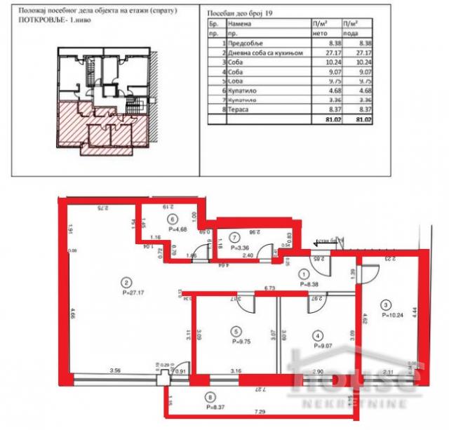 Stan NOVI SAD, NOVO NASELJE, kv: 81, € 179370, ID: 1058628