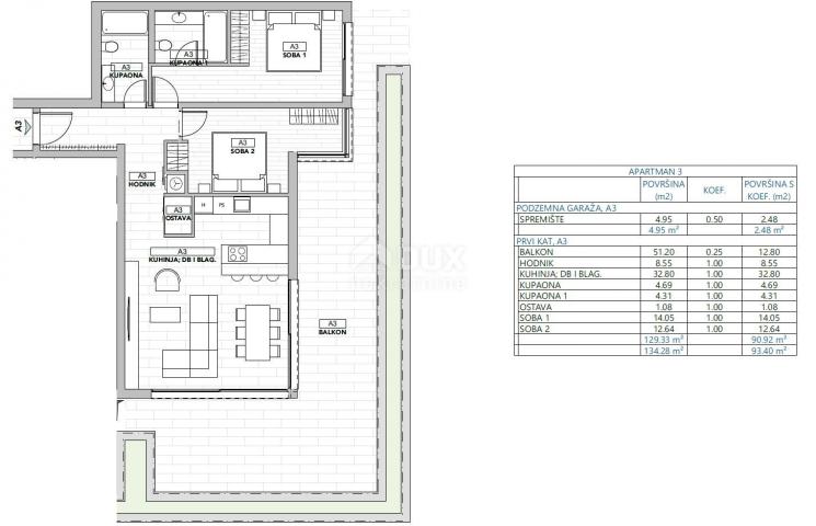 OPATIJA, ZENTRUM - große Wohnung in einem exklusiven Neubau nahe dem Zentrum von Opatija mit Garage,