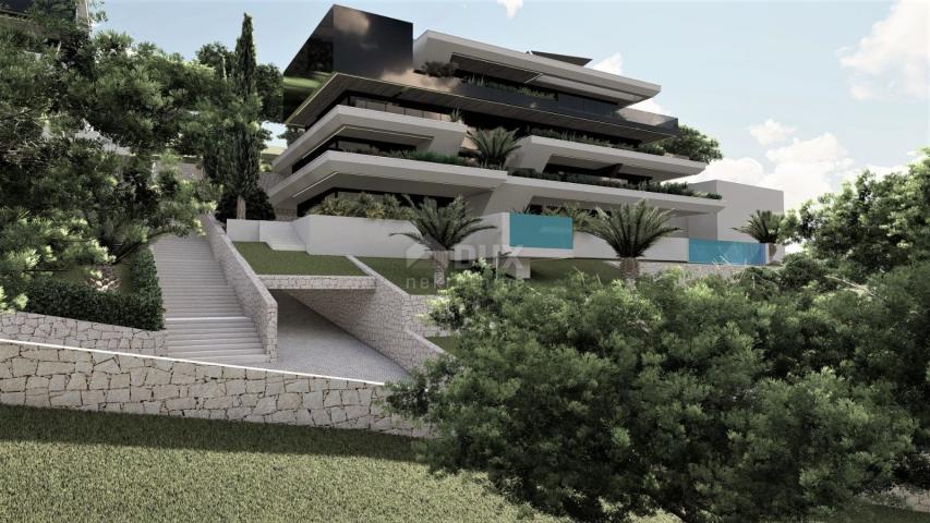 OPATIJA, CENTAR - 217m2 luksuza s vlastitim bazenom u novogradnji iznad centra Opatije, pogled, gara