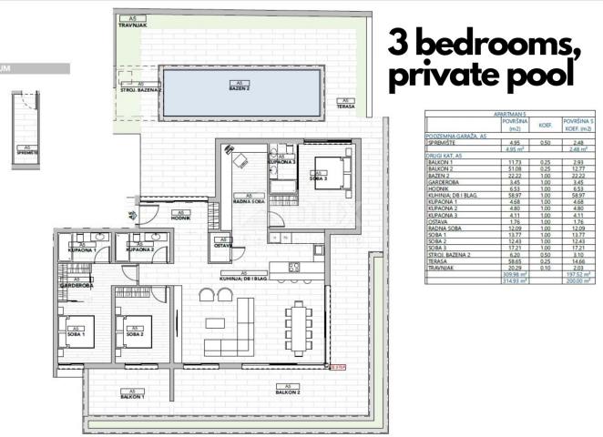 OPATIJA, CENTAR - 217m2 luksuza s vlastitim bazenom u novogradnji iznad centra Opatije, pogled, gara