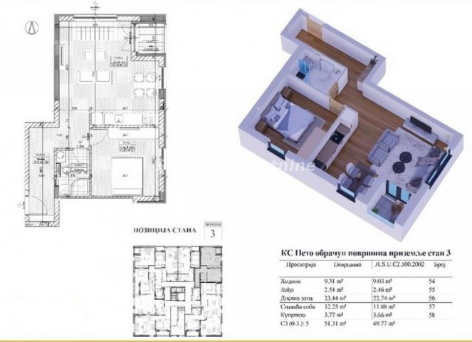 Severni Telep-Direktna prodaja-Dvosoban stan 51 m2 na poželjnoj Top lokaciji-mogućnost povrata PDV-a