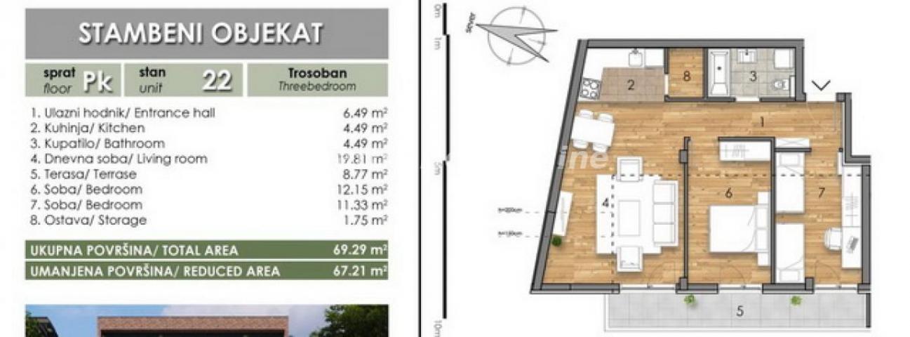 Podbara-Novogradnja-Fantastičan Trosoban stan 67 m2- tel. 065/385 8880