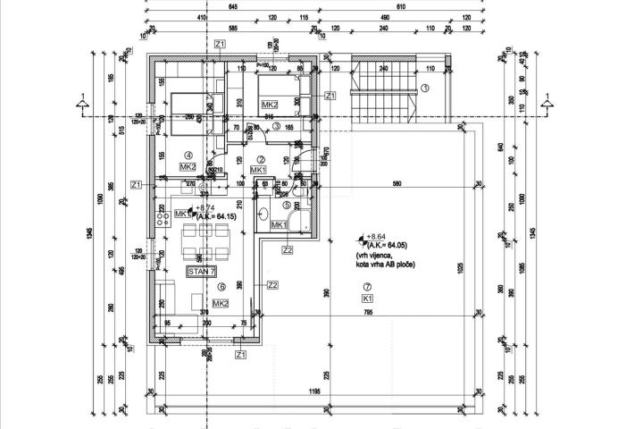 Trogir, dvosoban penthaus na 3 katu neto korisne površine 71 m2 – S7