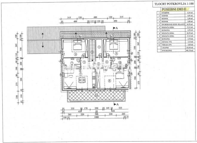 Poreč okolica - stan E 122, 56 m2 u potkrovlju, novogradnja