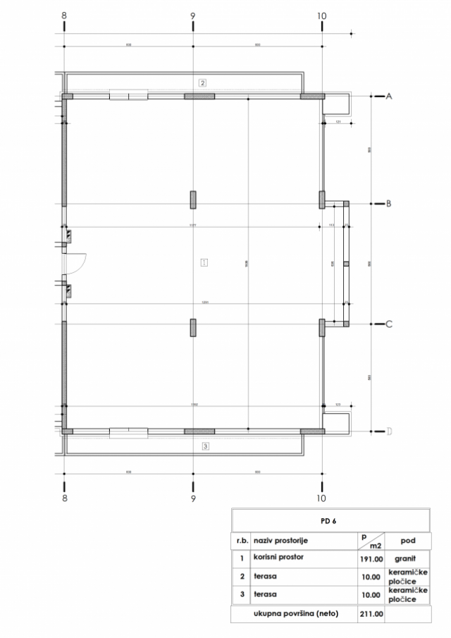 Commercial Space - Budva, 1st Floor, 211 m², Grey Phase