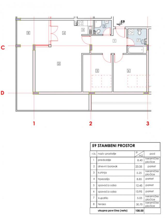 For sale: Two-bedroom apartment 108 m2, Budva