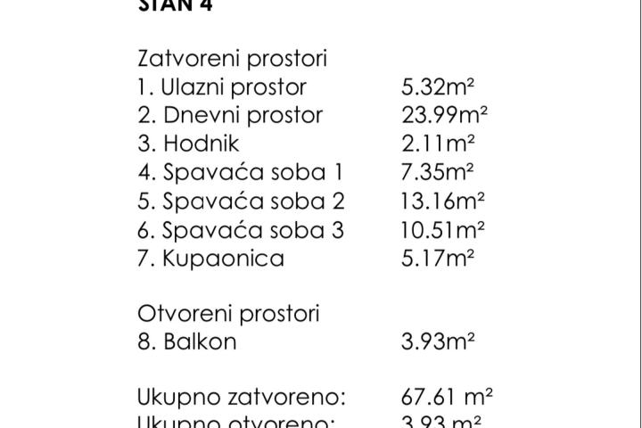 Kaštel Lukšić, trosoban stan na prvom katu neto korisne površine 69, 57 m2 – S4