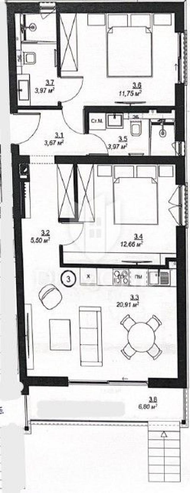 Wohnung Medulin, 69,23m2