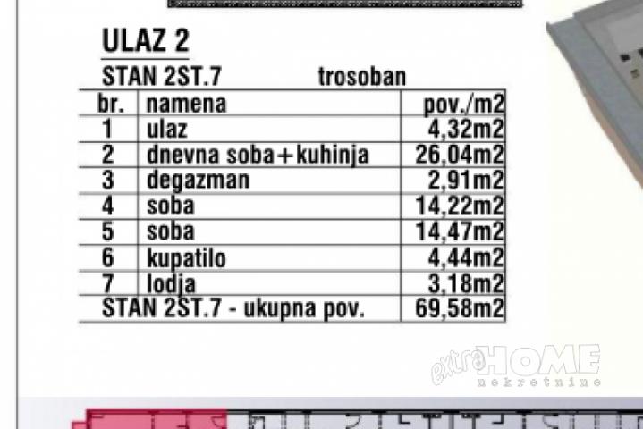 Batajnica-CENTAR, 3. 0s, 69, 58m2, ter, BEZ PROVIZIJE, NOV, LUX