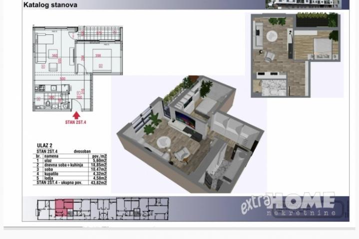 Batajnica-CENTAR, 2. 0s, 43, 82m2, , bez provizije, NOV, 