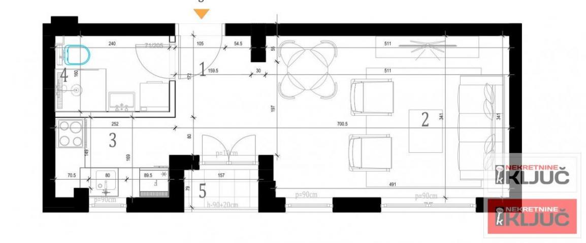 BULEVAR EVROPE, 30m2, Jednosoban sa PDV