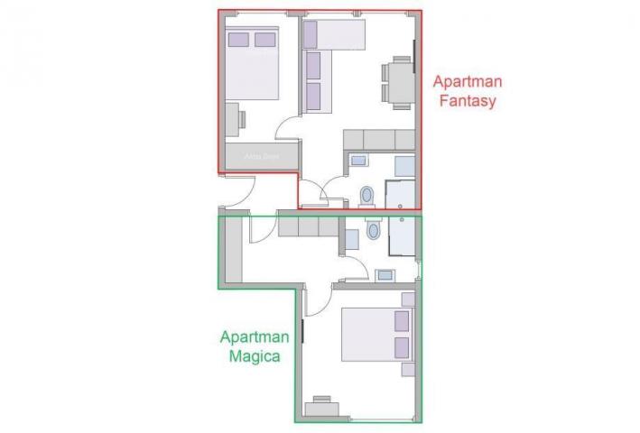 Apartment Pula, Veruda, 60.57 m² apartment converted into 2 units.