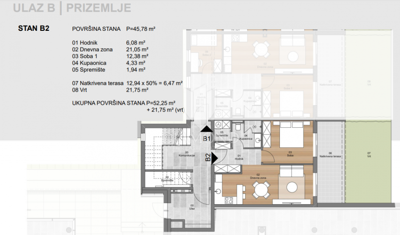 Wohnung Labin, 52,25m2