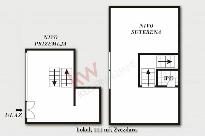 
				Lokal u novijoj zgradi, izlog, dva nivoa, 111m2
			